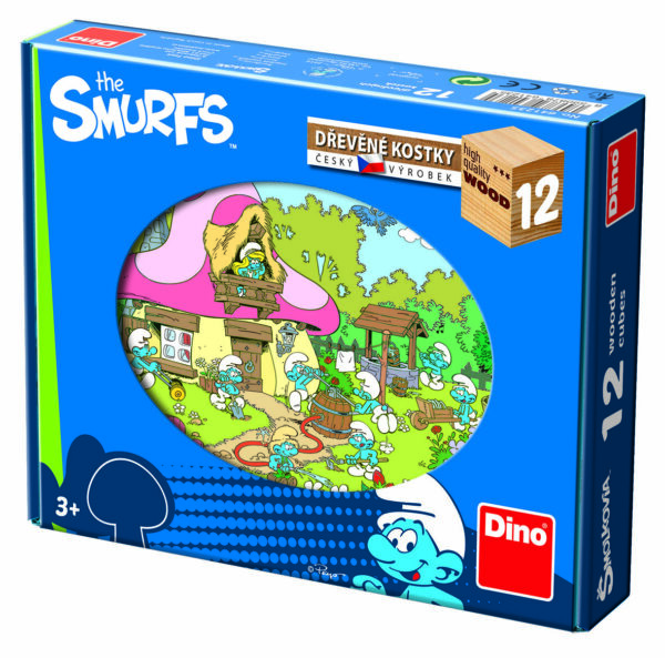 Dino klotsipusle puidust 12 tk Smurfid