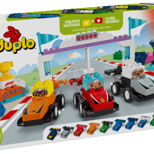 LEGO DUPLO F1 meeskonna võidusõiduautod ja sõitjad