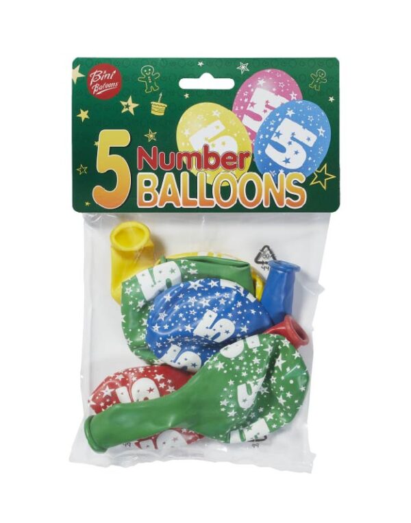 Bini number 5 pildiga  õhupallid, 5 tk