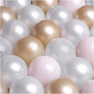 Dry pool balls, 6 cm, set of 200: pearl, gold, pearl light pink