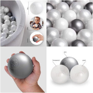 Dry pool balls, 6 cm, set of 200: pearl, transparent, silver - pilt 11