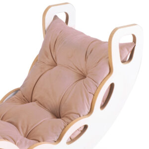 PLUSH NEST Small Rocker 4-in-1 kiikeder + ronimissein/libisemine + padi (beež/kuldne Velvet), valge Wooden Play - pilt 4