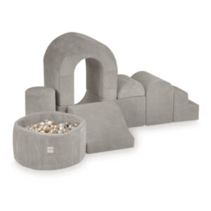 PLUSH NEST mängulinnus koos basseini+150 palliga (pärl, kuldne), esmaklassiline beež kordvärviline