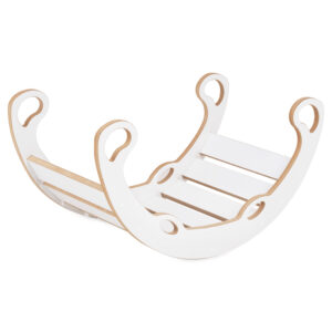 PLUSH NEST Laste kiikur XS Mini Rocker 2in1 + padi Helehall, valge, Wooden Play - pilt 6