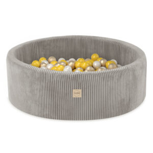 PLUSH NEST pallibassein, beež, ümmargune, koordi, 90x30, 200 palli: pärl, kollane, kuldne