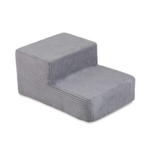 PLUSH NEST Mänguväljak Kuivbassein 90x30 + astmed (+200 palli: pärl, hõbedane, helesinine), hall, premium corduroy - pilt 6