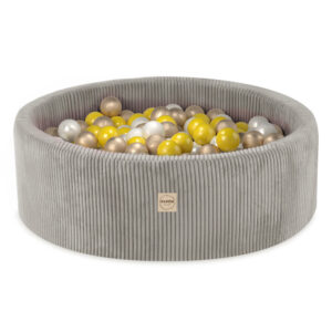PLUSH NEST Mänguväljak 3 elementi + kuiv bassein 90x30 (+200 palli: pärl, kuld, kollane), beež, premium corduroy - pilt 5