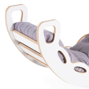 PLUSH NEST Small Rocker 4-in-1 kiikeder + ronimissein/libisemine + padi (Velvet hall), valge Wooden Play - pilt 14