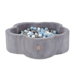 PLUSH NEST Dry flower bassein , 95x30, hall, premium corduroy, Floral Fun Zone, 300 palli: pärl, hõbedane, helesinine
