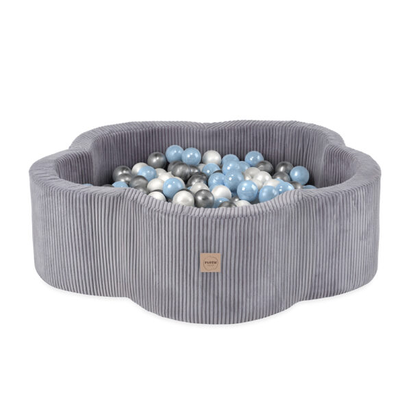 PLUSH NEST Dry flower bassein , 95x30, hall, premium corduroy, Floral Fun Zone, 300 palli: pärl, hõbedane, helesinine