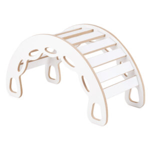PLUSH NEST Small Rocker 4-in-1 kiikeder + ronimissein/libisemine + padi (beež/kuldne Velvet), valge Wooden Play - pilt 5