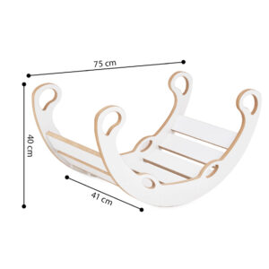 PLUSH NEST Laste kiikur XS Mini Rocker 2in1 + padi Helehall, valge, Wooden Play - pilt 10