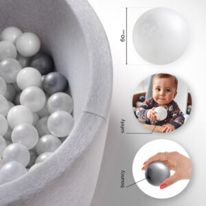 Dry pool balls, 6 cm, set of 200: pearl, transparent, silver - pilt 4