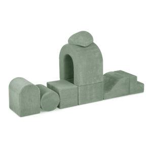 PLUSH NEST Mängulinnus koos basseiniga+150 palliga (pärl, hõbedane), premium corduroy roheline - pilt 5