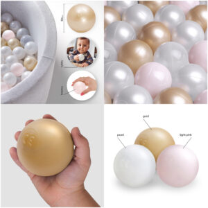 Dry pool balls, 6 cm, set of 200: pearl, gold, pearl light pink - pilt 9
