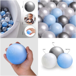 Dry pool balls, 6 cm, set of 200: pearl, silver, pearl light blue - pilt 11
