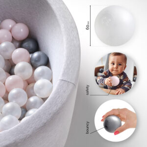 Dry pool balls, 6 cm, set of 200: pearl, silver, pearl light pink - pilt 2
