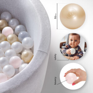 Dry pool balls, 6 cm, set of 200: pearl, gold, pearl light pink - pilt 8