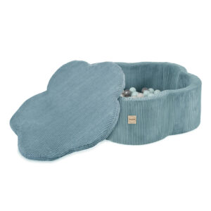 PLUSH NEST Kuivlillebassein matiga , 95x30, sinine, premium corduroy, Floral Fun Zone, 200 palli: pärl, pärlmutter, hõbedane