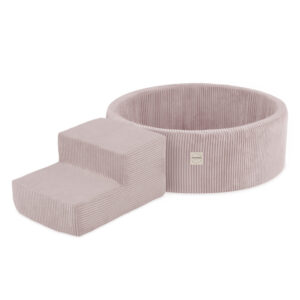 PLUSH NEST mänguväljaku kuivbassein + astmelaud (+200 palli: pärl, kuld, pärl heleroosa), heleroosa, premium corduroy - pilt 4