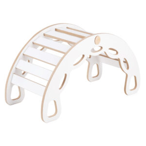 PLUSH NEST Small Rocker 4-in-1 kiikeder + ronimissein/libisemine + padi (roosa Velvet), valge Wooden Play - pilt 8