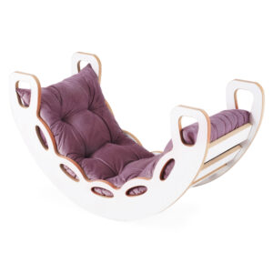 PLUSH NEST Small Rocker 4-in-1 kiikeder + ronimissein/libisemine + padi (lilla samet), valge Wooden Play - pilt 9