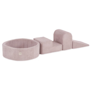 PLUSH NEST mänguväljak 3 elementi + kuiv bassein 90x30cm (+200 palli: pärl, kuld, pärl heleroosa), heleroosa, premium corduroy - pilt 6