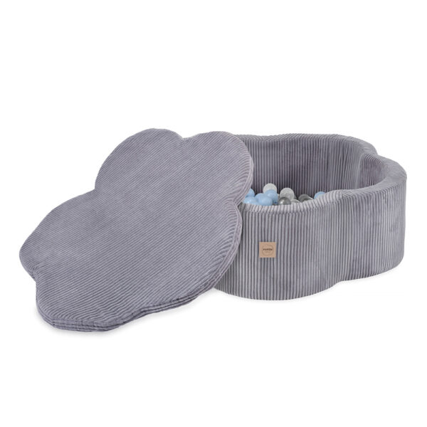 PLUSH NEST Kuivlillebassein matiga , 95x30, hall, premium corduroy, Floral Fun Zone, 200 palli: pärl, hõbedane, helesinine
