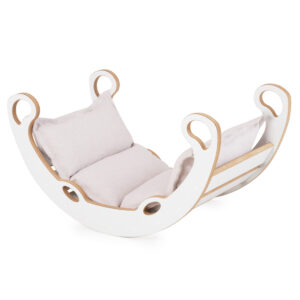 PLUSH NEST Laste kiikur XS Mini Rocker 2in1 + padi Light Beige, valge, Wooden Play - pilt 11