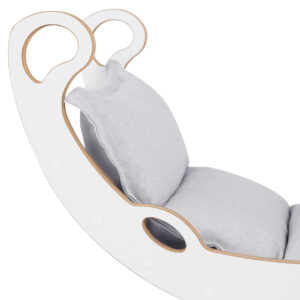 PLUSH NEST Laste kiikur XS Mini Rocker 2in1 + padi Helehall, valge, Wooden Play - pilt 4
