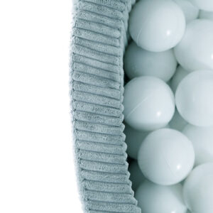 PLUSH NEST pallibassein, sinine, ümmargune, premium corduroy, 90x30, 200 palli: pearl, pearl mint, silver - pilt 4