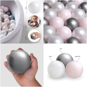 Dry pool balls, 6 cm, set of 200: pearl, silver, pearl light pink - pilt 9