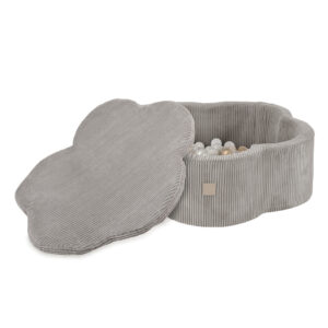 PLUSH NEST Kuiv lillebassein matiga , 95x30, beež, premium corduroy, Floral Fun Zone, 200 palli: pärl, kuld, läbipaistev