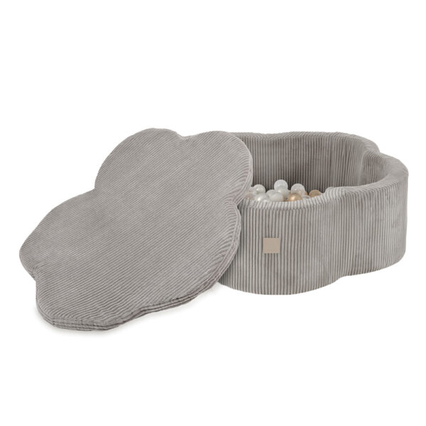 PLUSH NEST Kuiv lillebassein matiga , 95x30, beež, premium corduroy, Floral Fun Zone, 200 palli: pärl, kuld, läbipaistev