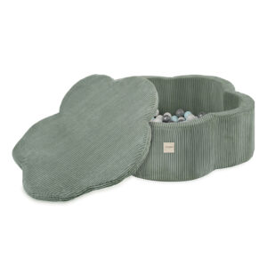 PLUSH NEST Kuivlillebassein matiga , 95x30, roheline, premium corduroy, Floral Fun Zone, 200 palli: pärl, pärlmutter, hõbedane