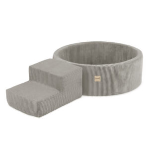 PLUSH NEST Mänguväljak Kuivbassein 90x30 + samm (+200 palli: pärl, kuld, kollane), beež, premium corduroy - pilt 4