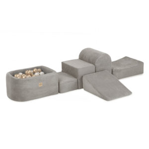 PLUSH NEST Mini mänguväljak (+bassein ja 100 palli ), beež, premium corduroy (pärl ja kuld)