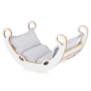 PLUSH NEST Laste kiikur XS Mini Rocker 2in1 + padi Helehall, valge, Wooden Play - pilt 11