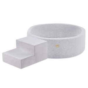 PLUSH NEST Mänguväljak Kuivbassein 90x30 + astmed (+200 palli: pärl, hõbedane, helesinine), helehall, smart - pilt 4