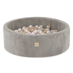PLUSH NEST pallibassein, beež, ümmargune, koordi, 90x30, 200 palli: pärl, heleroosa, kuldne