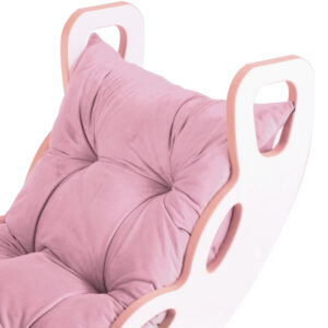 PLUSH NEST Small Rocker 4-in-1 kiikeder + ronimissein/libisemine + padi (roosa Velvet), valge Wooden Play - pilt 4