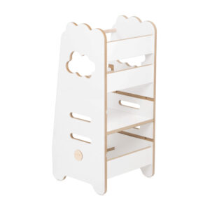 PLUSH NEST Laste köögi abimees, köögitool, köögi abimees, 2 tasandit, valge, pilv, Wooden Play - pilt 11