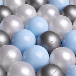 Dry pool balls, 6 cm, set of 200: pearl, silver, pearl light blue