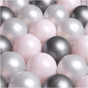 Dry pool balls, 6 cm, set of 200: pearl, silver, pearl light pink