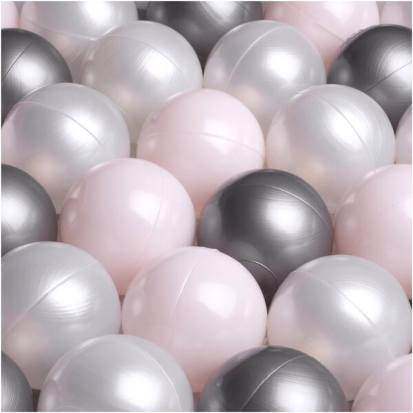 Dry pool balls, 6 cm, set of 200: pearl, silver, pearl light pink