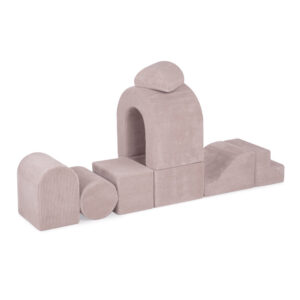 PLUSH NEST Mängulinnus koos basseini+150 palliga (pärl, kuld), heleroosa, premium corduroy - pilt 3