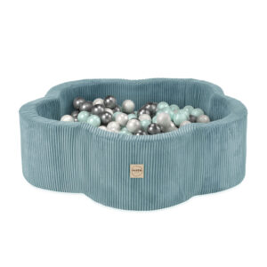 PLUSH NEST Dry flower bassein, 95x30, sinine, premium corduroy, Floral Fun Zone, 300 palli: pärl, pärlmutter, hõbedane.