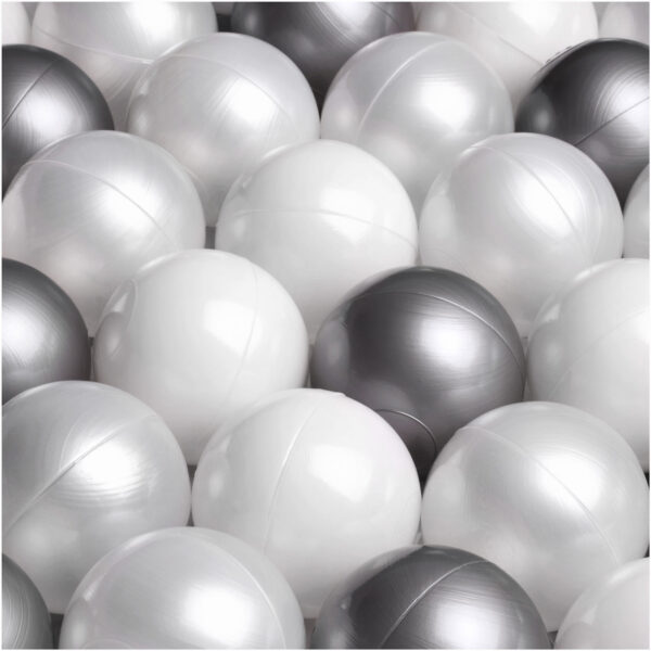Dry pool balls, 6 cm, set of 200: pearl, transparent, silver