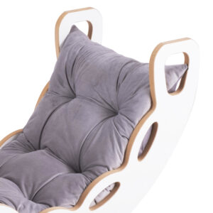 PLUSH NEST Small Rocker 4-in-1 kiikeder + ronimissein/libisemine + padi (Velvet hall), valge Wooden Play - pilt 4