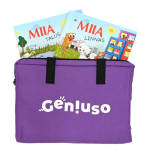 Geniuso MIIA rääkivad raamatud "Talus", "Linnas" ja kandekott